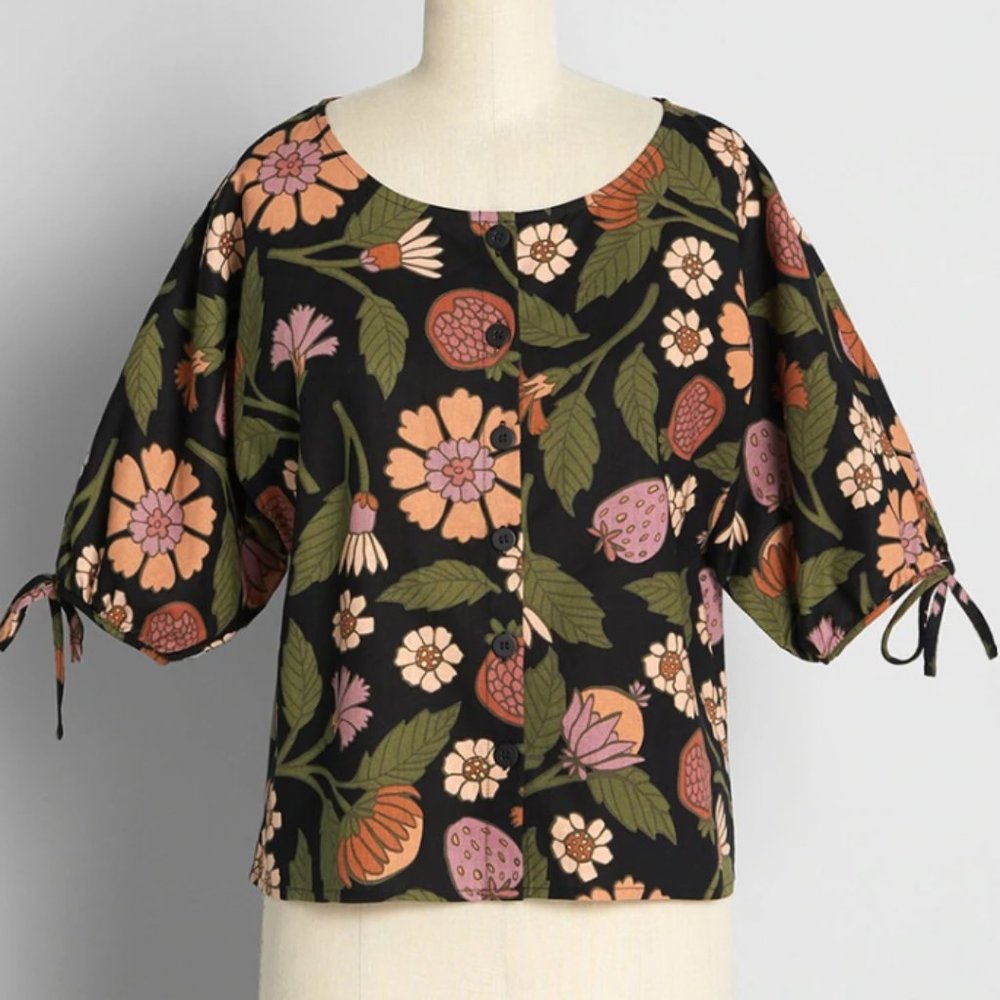 Fruits and Flora Forever Button-Up Blouse